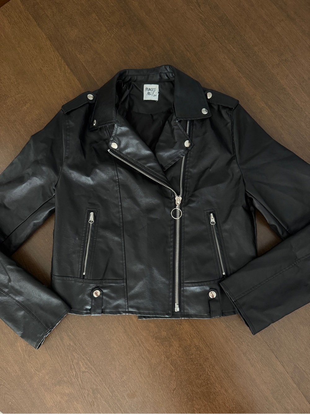 Princess Polly Black Faux Leather Moto Jacket | S